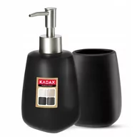Akcesoria łazienkowe - Zestaw dozownik na mydło + kubek łazienkowy, czarny - miniaturka - grafika 1