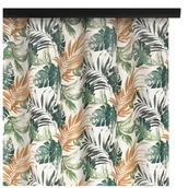 Zasłony - Voppi Zasłona dekoracyjna na taśmie marszczącej 140 x 280 cm duże zielone i złote liście półzaciemniająca zasłona do salonu lub sypialni - miniaturka - grafika 1
