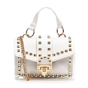 IRIA QUINTANA. Zelbio torba na ramię mini tote, z przezroczystego PVC i sztucznej skóry. 19x8x13 cm Kolor: biały, Biały, Użytkowy - Torebki damskie - miniaturka - grafika 1