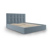 Łóżka - Jasnoniebieskie aksamitne łóżko dwuosobowe Mazzini Beds Nerin, 160x200 cm - miniaturka - grafika 1