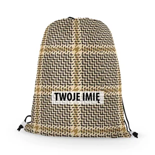 WORKO-PLECAK z Twoim imieniem Brązowa krata VI 032 - Plecaki worki - miniaturka - grafika 1