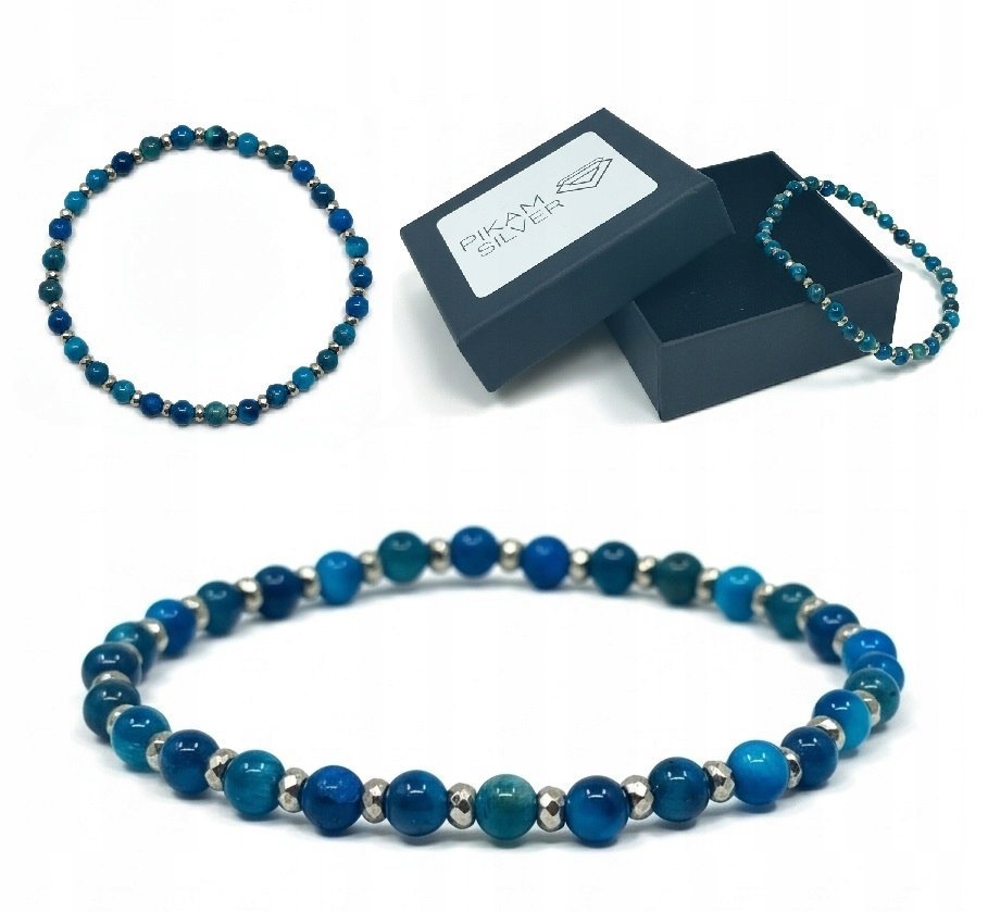 Bransoletka Z Kamieni Naturalnych 4,5mm Tygrysie Oko Turkus Hematyt Damska