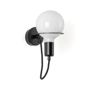 Czarna lampa ścienna Loft Metal Wall kinkiet z czarnym przewodem i mleczną żarówką LED 4W KOLOROWE KABLE - Lampy ścienne - miniaturka - grafika 1