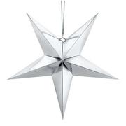 Gadżety dla niej i dla niego - PartyDeco Dekoracja Gwiazda 3D PARTY DECO, srebrna, 45 cm - miniaturka - grafika 1
