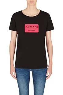 Armani Exchange Damska koszulka Boyfriend Fit, Box Logo, Nice Stitching T-Shirt, czarna, bardzo duża, czarny, XL - Koszulki i topy damskie - miniaturka - grafika 1