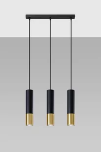 Sollux Lighting Lampa wisząca LOOPEZ 3L czarny/złoty - Lampy sufitowe - miniaturka - grafika 1