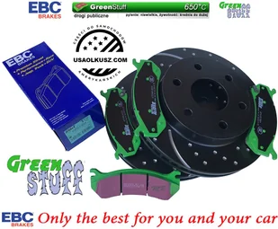 Przednie klocki GreenStuff + NAWIERCANE NACINANE tarcze hamulcowe EBC seria GD Cadillac Escalade 2002-2006 - Tarcze hamulcowe - miniaturka - grafika 2