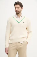 Swetry męskie - Lacoste sweter męski kolor beżowy AH9303 - miniaturka - grafika 1
