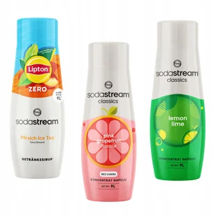 Zestaw 3 koncentratów Sodastream. Ice Tea Peach Zero, Grapefruit, LemonLime - Syropy i koncentraty owocowe - miniaturka - grafika 1