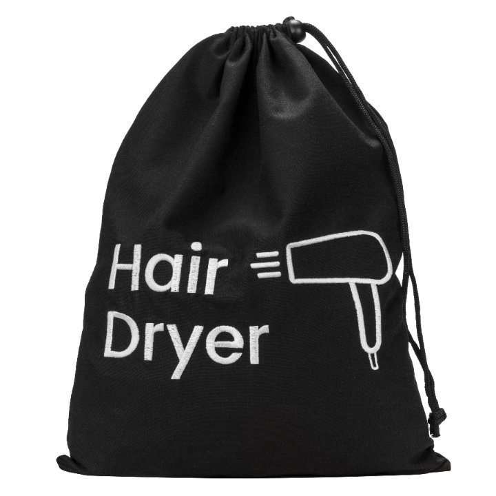 POKROWIEC WOREK ETUI NA SUSZARKĘ DO WŁOSÓW BAWEŁNIANY Z HAFTEM CZARNY