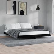 Łóżka - Rama łóżka, czarna, 140x200 cm, materiał drewnopochodny Lumarko! - miniaturka - grafika 1