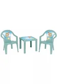 Zabawy w naśladowanie dorosłych - Stolik i dwa krzesła pastel turkus - miniaturka - grafika 1