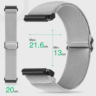 Pasek elastyczny Uniwersalny nylonowy Alogy Nylon opaska do zegarka Smartwatcha 20mm Szary - Akcesoria do smartwatchy - miniaturka - grafika 2