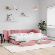 Sofy i kanapy - vidaXL Sofa rozsuwana z szufladami, różowa, 80x200 cm, aksamit - miniaturka - grafika 1