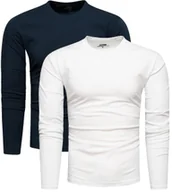Koszulki męskie - 2-pak zestaw basic męskich longsleeve granat/biały Recea - miniaturka - grafika 1