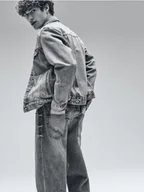 Spodnie męskie - Reserved - Jeansy baggy z efektem sprania - niebieski - miniaturka - grafika 1