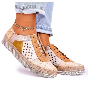 Damskie Skórzane Półbuty Maciejka Żółte 03339-44 wielokolorowe - Półbuty damskie - miniaturka - grafika 1