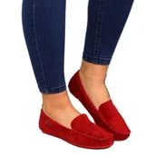 Mokasyny damskie - Mokasyny damskie skórzane czerwone Vinceza - miniaturka - grafika 1