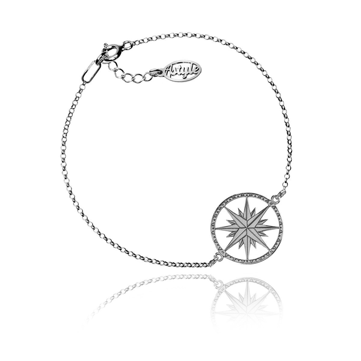 Bransoletka Róża Wiatrów srebrna rodowana