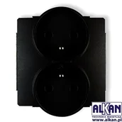 Gniazdka elektryczne - Karlik Gniazdo Podwójne z uziemieniem czarne 12DGPR-2z - miniaturka - grafika 1