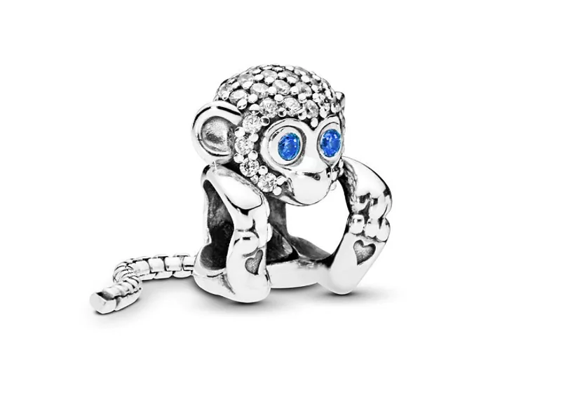 Pandora Valerio.pl Rodowany srebrny wiszący charms do małpa małpka monkey srebro 925 NEW227 NEW227