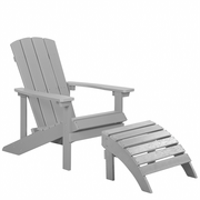 Fotele i krzesła ogrodowe - Lumarko Krzesło Ogrodowe Z Podnóżkiem Jasnoszare Adirondack - miniaturka - grafika 1