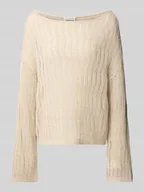 Swetry damskie - Sweter z dzianiny o kroju oversized z dekoltem w łódkę - miniaturka - grafika 1