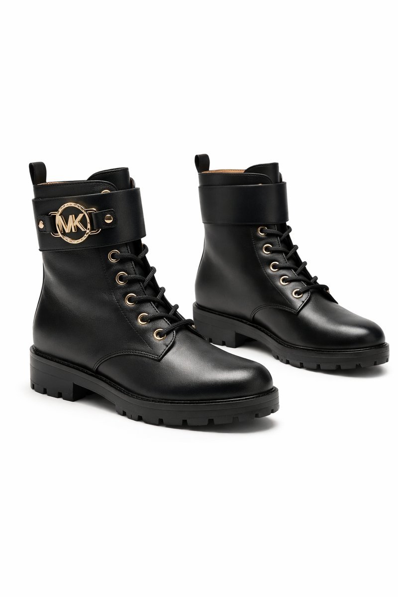 MICHAEL KORS CZARNE BOTKI ZE SKÓRY NATURALNEJ Z LOGO 39 1I4A