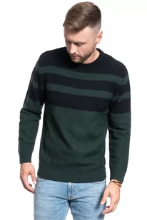Sweter Męski Lee Striped Wool Mix Dk Bottle Green L83Llnbb-Xl - Swetry męskie - miniaturka - grafika 1
