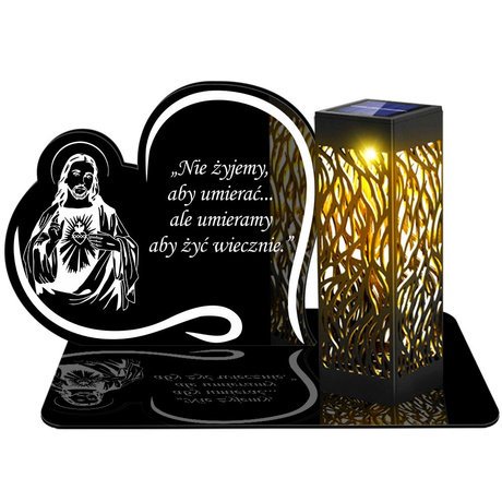 Znicz Solarny Led Wieczny Podstawka Na Cmentarz Grób Lampka Napis Serce 3d