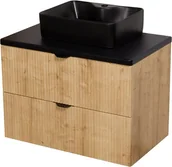 Szafki łazienkowe - Szafka łazienkowa z czarną umywalką wisząca dąb naturalny 60 cm Brendo Gante - miniaturka - grafika 1