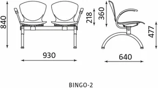 Ławka Nowy Styl BINGO-2 SEAT PLUS  - Inne meble biurowe - miniaturka - grafika 1