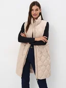 Kamizelki damskie - Mohito - Pikowana beżowa kamizelka - beżowy - miniaturka - grafika 1