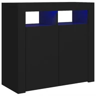 Komody - vidaXL Szafka z oświetleniem LED czarna 80 x 35 x 75 cm 804329 - miniaturka - grafika 1