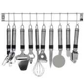 Inne naczynia kuchenne - EH Excellent Houseware Reling na przybory kuchenne srebrny, 9 elementów - miniaturka - grafika 1