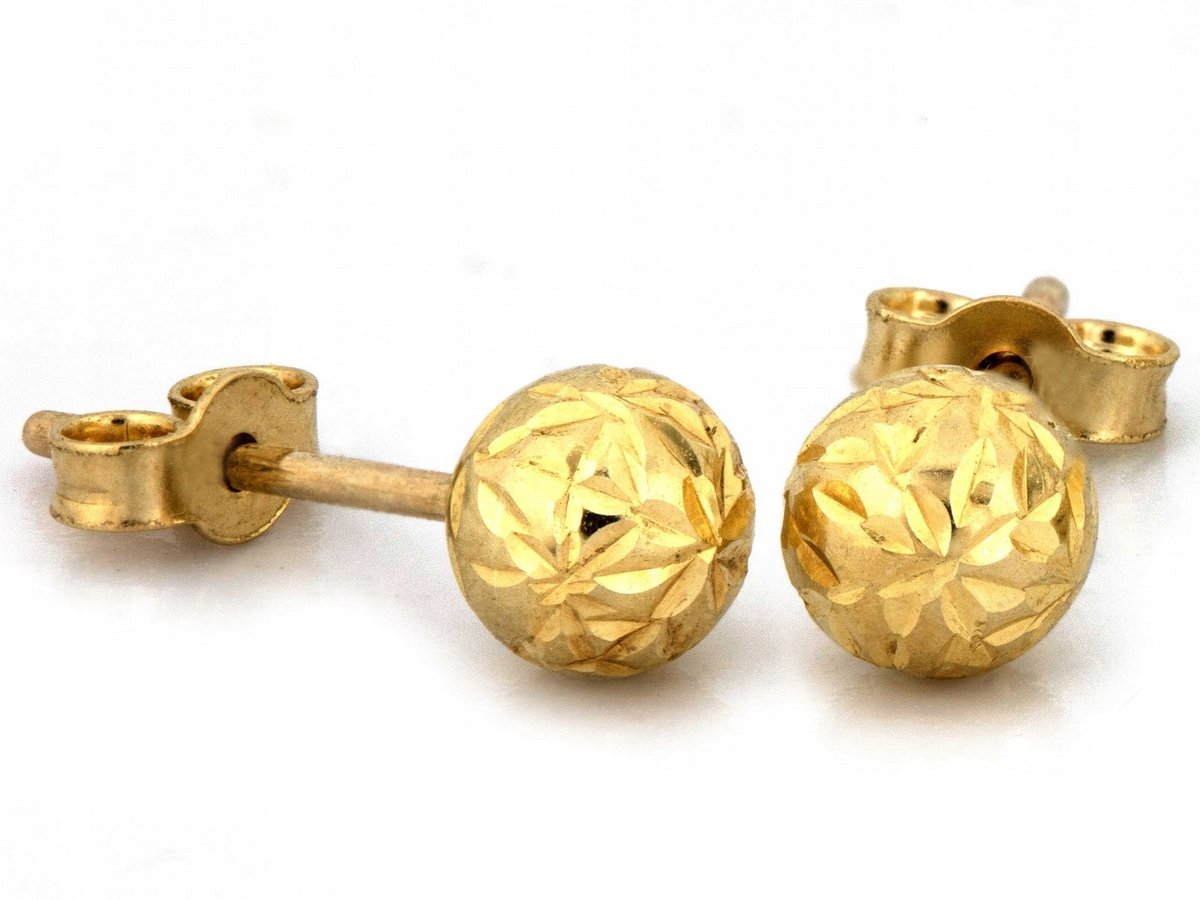 Kolczyki złote 375 9k na sztyfcie kulki diamentowane 0.42g dla kobiet