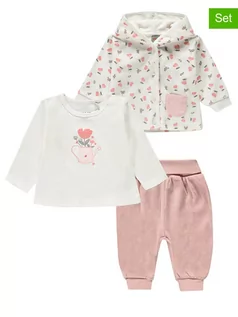 Kaftaniki dla niemowląt - Kanz 3-częściowy zestaw w kolorze biało-różowym - grafika 1