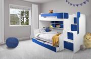 Łóżka dla dzieci i młodzieży - Łóżko wielofunkcyjne CISA 200x120 białe/niebieskie - miniaturka - grafika 1