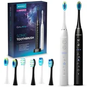 Szczoteczki elektryczne - Szczoteczka soniczna BERDSEN Galaxy Duo (2 sztuki) Czarny i Biały - miniaturka - grafika 1