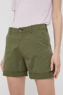 Spodenki damskie - Pepe Jeans Pepe Jeans szorty JUNIE damskie kolor zielony gładkie medium waist - miniaturka - grafika 1