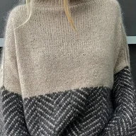 Swetry damskie - TEMU Sweter Damski z Wysokim Kołnierzem - Luźny Fason, Kolorowy Blok Beż/Brąz/Czarny/Biały, Wygodny Sweter na Każdą Porę Roku do Stylizacji Casual i - miniaturka - grafika 1