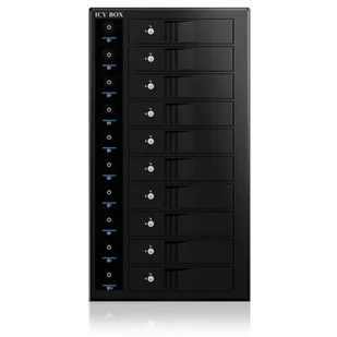 Icy Box ICY BOX IB-3810u3 zewnętrzna obudowa (Single) zapewnia możliwość podłączenia dyski twarde 10 X 3,5 cala SATA (pojedynczo), USB 3.0 (UASP), SATA III, Smart-wentylatora, a Easyswap IB-3810u3 - Serwery plików NAS i macierze dyskowe - miniaturka - grafika 2
