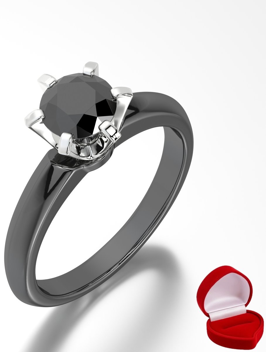 ZŁOTY PIERŚCIONEK ZARĘCZYNOWY 585 14k BRYLANT CZ. 0,70 ct CZARNE ZŁOTO R29