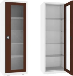 NSML.101.9010.8016 szafa lekarska 1-skrzydłowa 1-komorowa biało-brązowa - Meble i wyposażenie gabinetów medycznych - miniaturka - grafika 1