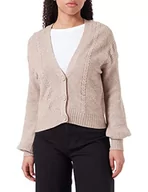 Kurtki damskie - ONLY Damska kurtka z dzianiny Onlkatia L/S Structure Cardigan KNT Noos, Beżowy/szczegóły: w melanż, 3XL - miniaturka - grafika 1