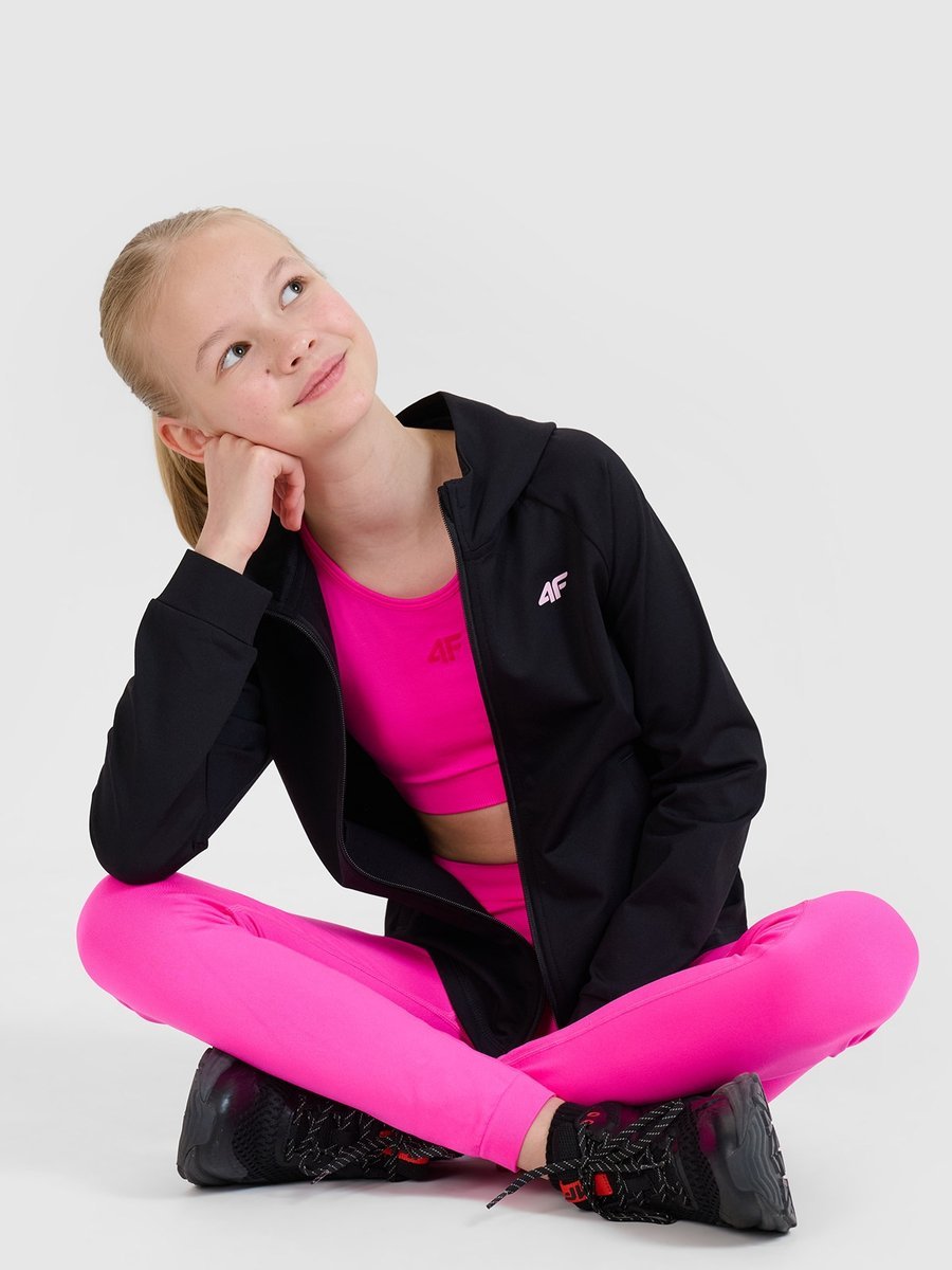 BLUZA DZIEWCZĘCA 4F SPORTOWA ROZPINANA Z KAPTUREM 146/152 TFSWF448 SS25