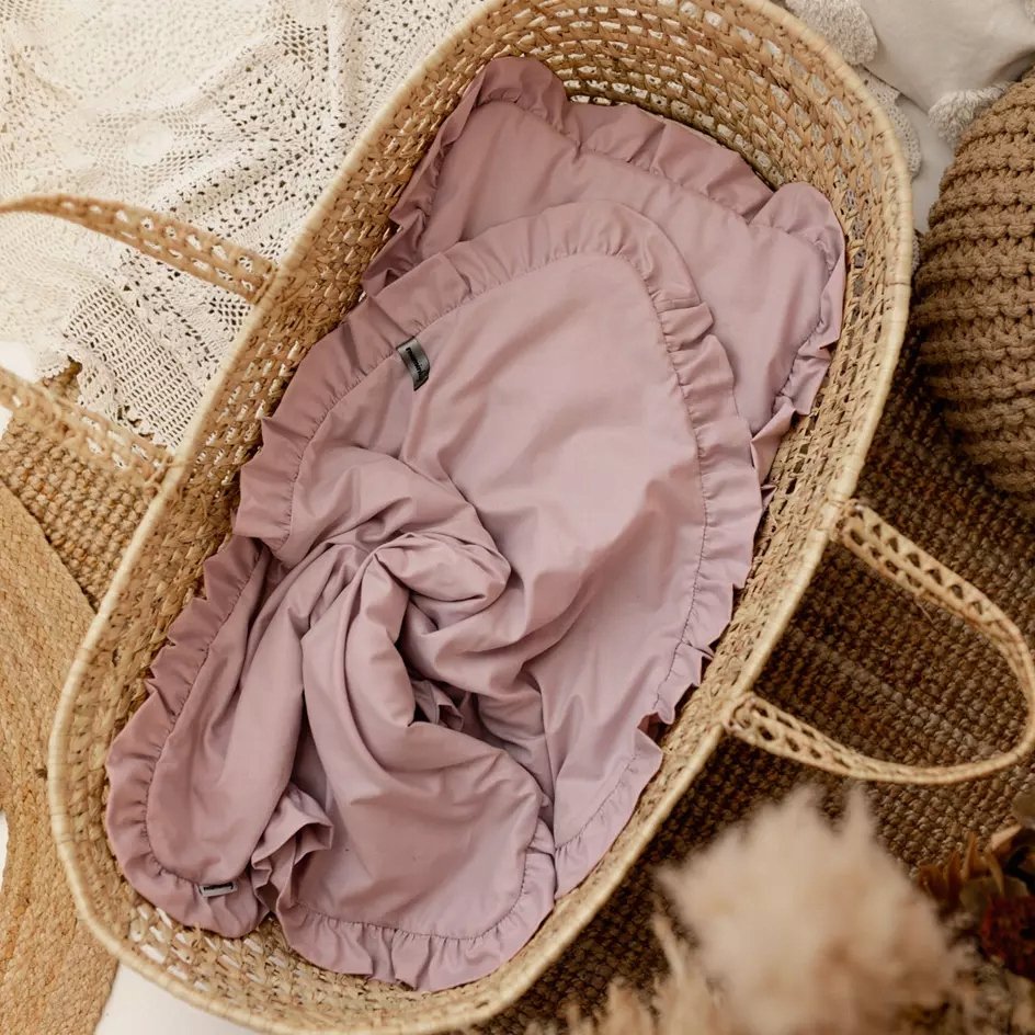 Pościel dla dzieci z falbanką bawełniana 100x135 brudny róż