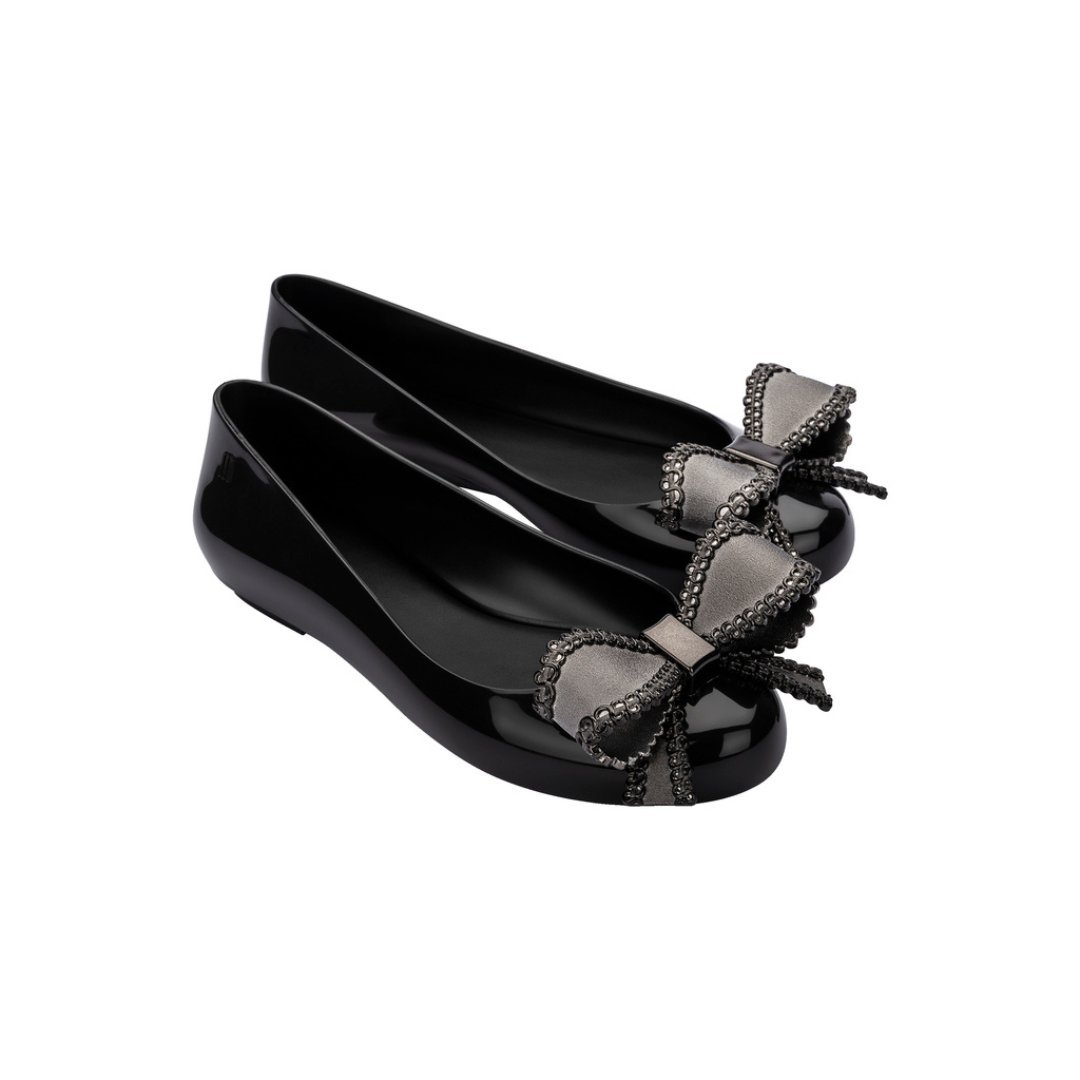 Melissa Sweet Love VIII AD Black Metallic/ Dark Grey Baleriny Damskie Czarne 38