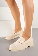 Mokasyny damskie - Beżowe Mokasyny z Ozdobnym Paskiem Felzivia - miniaturka - grafika 1