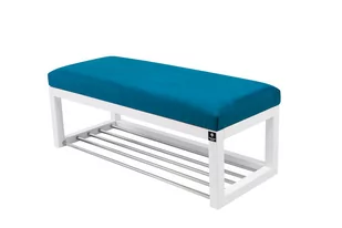 Ławka na buty LPG-4 140 cm EMRAWOOD drewno lite kolor biały, siedzisko gładkie - kolor turkus - Ławki do przedpokoju Ławka na buty LPG-4 140 cm EMRAWOOD drewno lite kolor biały, siedzisko gładkie - kolor turkus - Ławki do przedpokoju - miniaturka - grafika 1